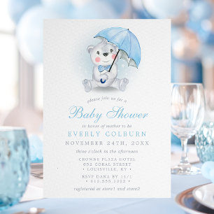 Convite Chuva de Ideias para Baby Shower do Ursinho de Gua