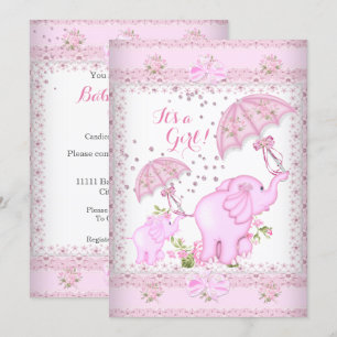 Convite Chuva de Ideias para Chá de Bebê Menina Elefante G