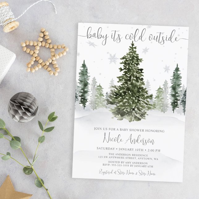 Convite Chuva de Inverno Floresta Cinza Baby Shower (Criador carregado)