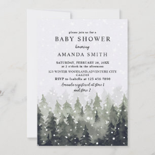 Convite Chuva de Inverno Floresta Nevada Baby Shower