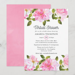 Convite Chuva de Jardim de Rosas Rosa Virtual