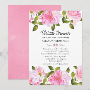 Convite Chuva de Jardim de Rosas Rosa Virtual