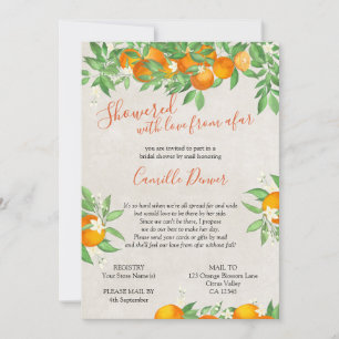 Convite Chuva de Laranja Cítrica Amor à Distância para Chá