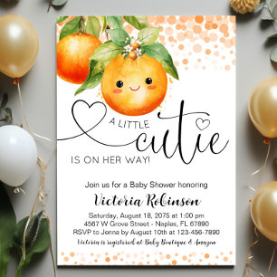 Convite Chuva de Laranja Little Cutie Baby Shower