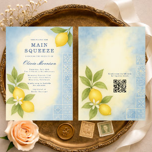 Convite Chuva de Lembranças Main Squeeze Lemon Código QR C