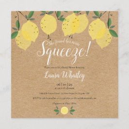 Convite Chuva de Lemons Rustic Square Chá de Noiva