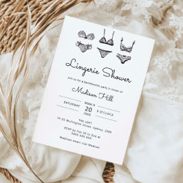 Convite Chuva de lingerie desenhada à mão minimalista