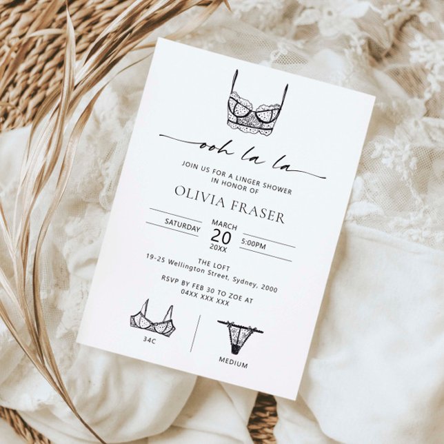 Convite Chuva de lingerie desenhada à mão minimalista (Criador carregado)