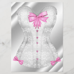 Convite Chuva de lingerie espartilho laços rosa damasco br