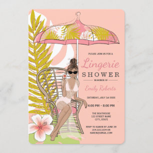 Convite Chuva de Lingerie Tropical Noiva Morena