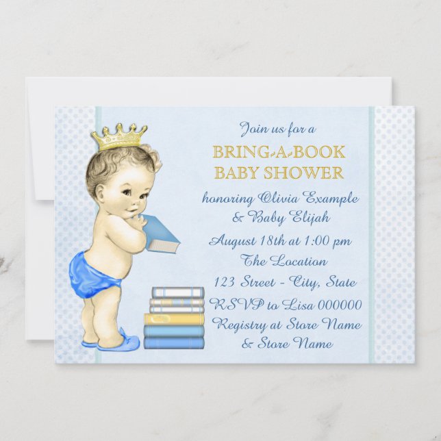 Convite Chuva de Livros para Bebês Meninos (Frente)