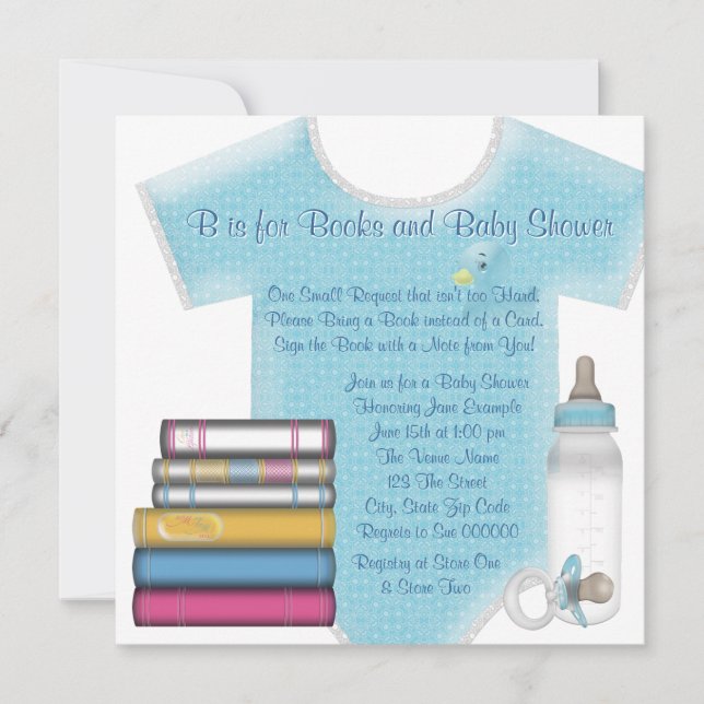 Convite Chuva de Livros para Doce Menino Baby Shower (Frente)