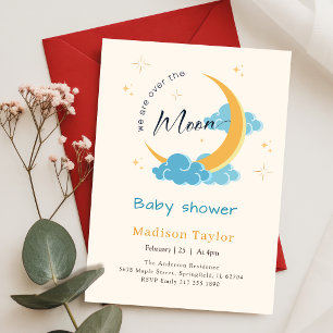 Convite Chuva de Lua e Estrelas no Céu Baby Shower