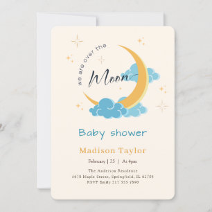 Convite Chuva de Lua e Estrelas no Céu Baby Shower