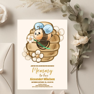 Convite Chuva de Mel Abelha Amarela Floral Bebê Shower