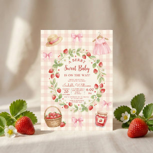 Convite Chuva de Morango baby shower Primeira Baga Doce