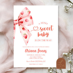 Convite Chuva de morango doce baby shower