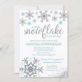 Convite Chuva de Neve Azul Baby Shower de Inverno