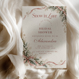 Convite Chuva de Neve Botânica Rosa em Amor Chá de Noiva