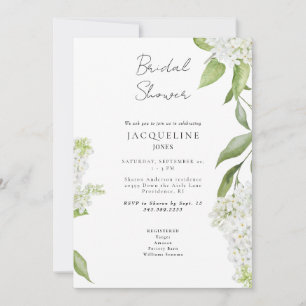 Convite Chuva-de-Neve Branca Elegante para Chá de Noiva