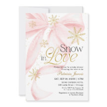 Chuva de Neve com Laço Rosa Baby Shower de Inverno
