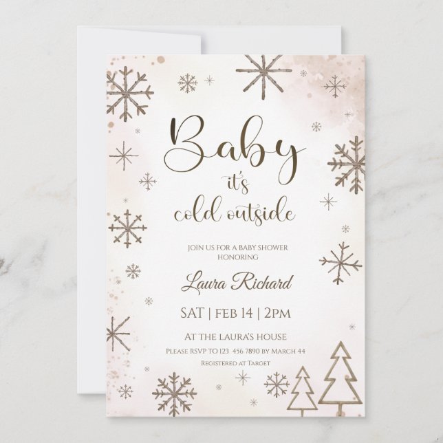 Convite Chuva de neve de inverno baby shower  (Frente)