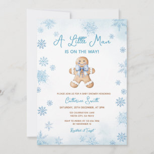 Convite Chuva de Neve Homem Pequeno Azul Festa de Bebê Bol