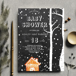 Convite Chuva de neve no bosque de inverno baby shower
