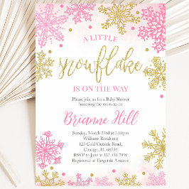 Convite Chuva de Neve Rosa Baby Shower