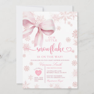 Convite Chuva de Neve Rosa Festa de Baby Shower de Inverno