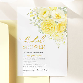Convite Chuva de Noiva Amarela Manteiga Marfim Floral