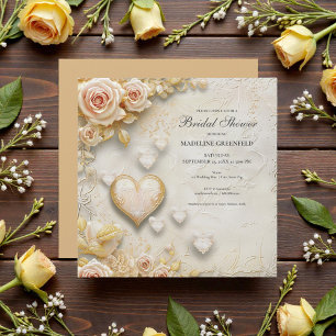 Convite Chuva de Noiva Amarela Shabby Chic Floral