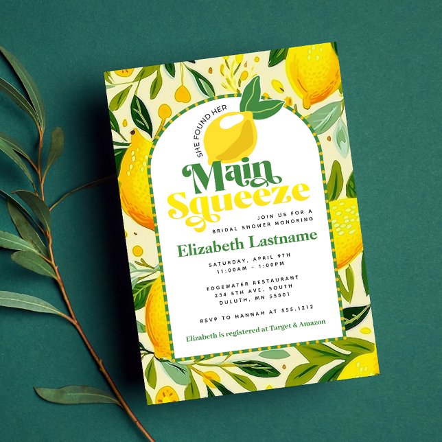 Convite Chuva de Noiva Amarelo Limão Moderno Squeeze Princ (Criador carregado)