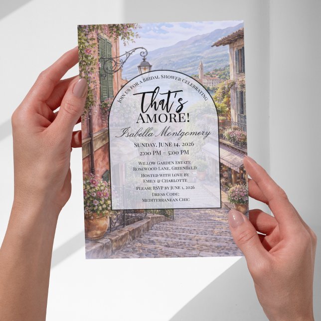 Convite Chuva de Noiva Amor Italiano Bellagio (Italian Bellagio That’s Amore Bridal Shower Invitations
)