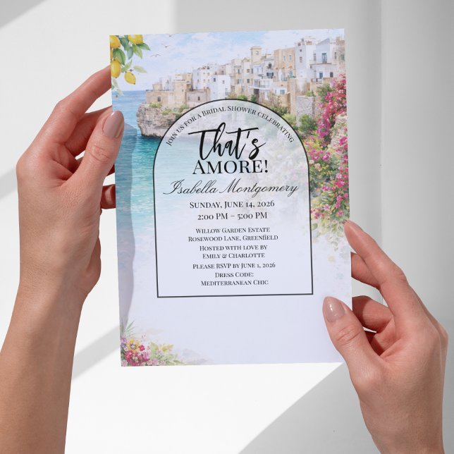 Convite Chuva de Noiva Amor Que É Isso Polignano Mare Ital (Italian Polignano Mare That’s Amore Bridal Shower Invitations
)