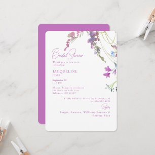 Convite Chuva de Noiva Aquarela Flores Silvestres Lavanda