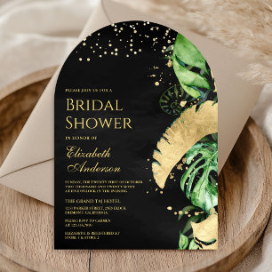 Convite Chuva de Noiva Arco de Palma Dourado Tropical