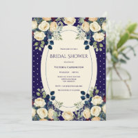 Chuva de Noiva Azul e Creme com Bolinhas Florais E