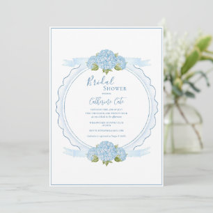 Convite Chuva de Noiva Azul Floral de Hortênsia Elegante