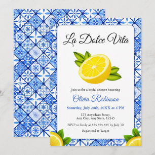 Convite Chuva de Noiva Azul Telha Italiana La Dolce Vita