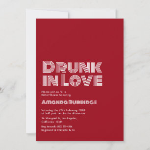 Convite Chuva de Noiva Bebado de Amor em Script Vermelho V