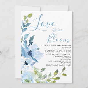Convite Chuva de Noiva Blue Floral Love Is In Bloom