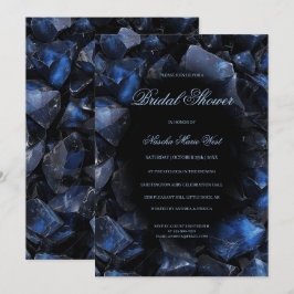 Convite Chuva de Noiva Boho Bruxa Azul Escuro Cristais Pre