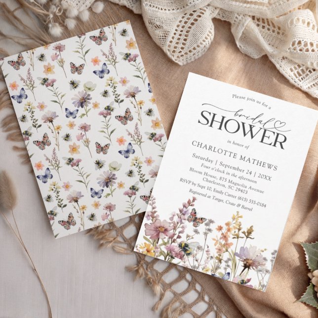 Convite Chuva de Noiva Boho Flor de Aguarela Floral (Criador carregado)