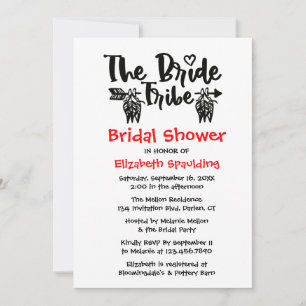 Convite Chuva de Noiva Boho Preto e Branco Casamento Triba