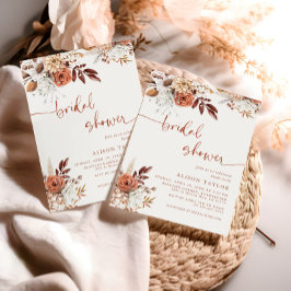 Convite Chuva de Noiva Boho Terracota Creme Floral