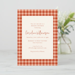 Convite Chuva de Noiva Boho Terracota Xadrez Gingham