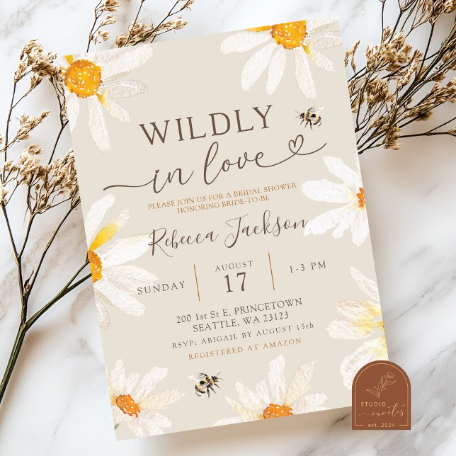 Convite Chuva de Noiva Boho Wildflower Perdidamente Apaixo (Criador carregado)