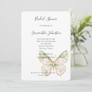 Convite Chuva de Noiva Borboleta Rosa Bege Verde Mint Dour