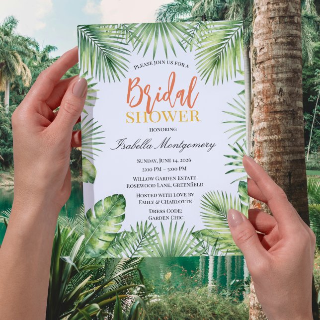 Convite Chuva de Noiva Botânica Tropical Verde (Tropical Botanical Green Bridal Shower Invitations
)